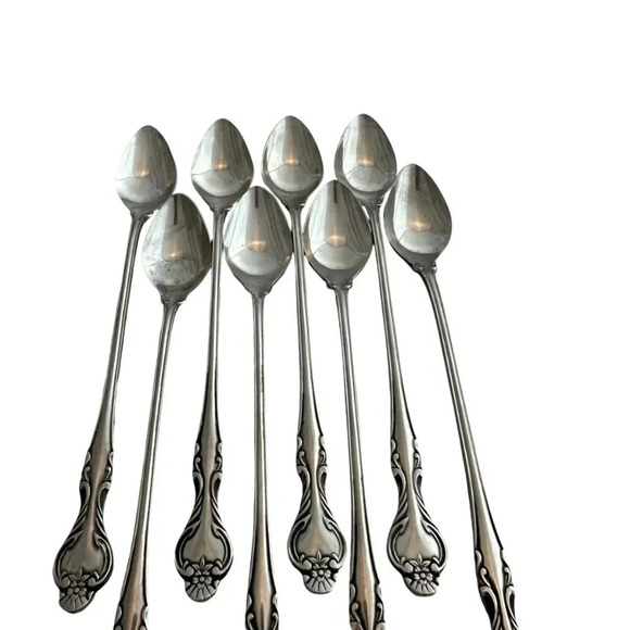 Oneida Northland Stainless Steel Vintage Pattern Eight Tea Spoons Flatware - Picture 3 of 7
